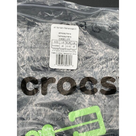 Crocs Shoes Toddler Kids All Terrain Fisherman C6 Atmosphere Gray & Blue Strap - Picture 7 of 7